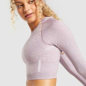 Gymshark Adapt Marl Seamless Long Sleeve Crop Top Dusty Pink Size Medium